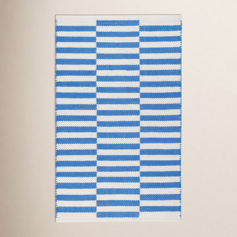 Sailing Stripe French Blue Handwoven Indoor/Outdoor Rug