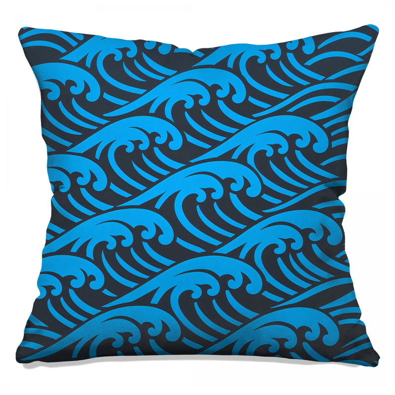 Coussins Blue Ocean Waves, 14 x 14 inches