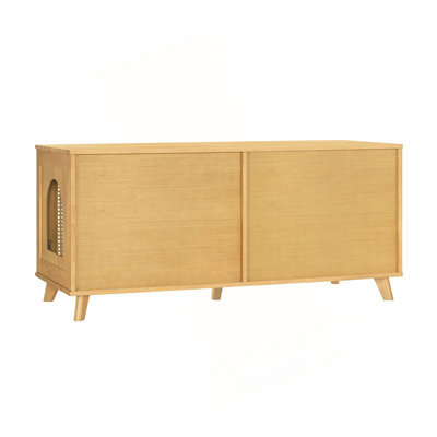 Myra Indoor Premium Rubber Wood Cat Cabinet with Cushion – Stylish Hidden Pet Furniture for Modern Living Spaces