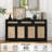 Ciauna 63'' W Rattan Sideboard Cabinet with 3 Storage Drawers Adjustable Shelf-1280244657