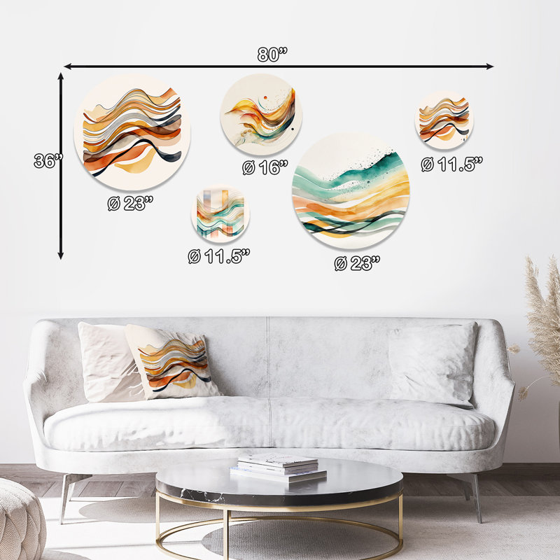 Burnt Orange Waves Abstract I - Modern Waves Metal Wall Décor
