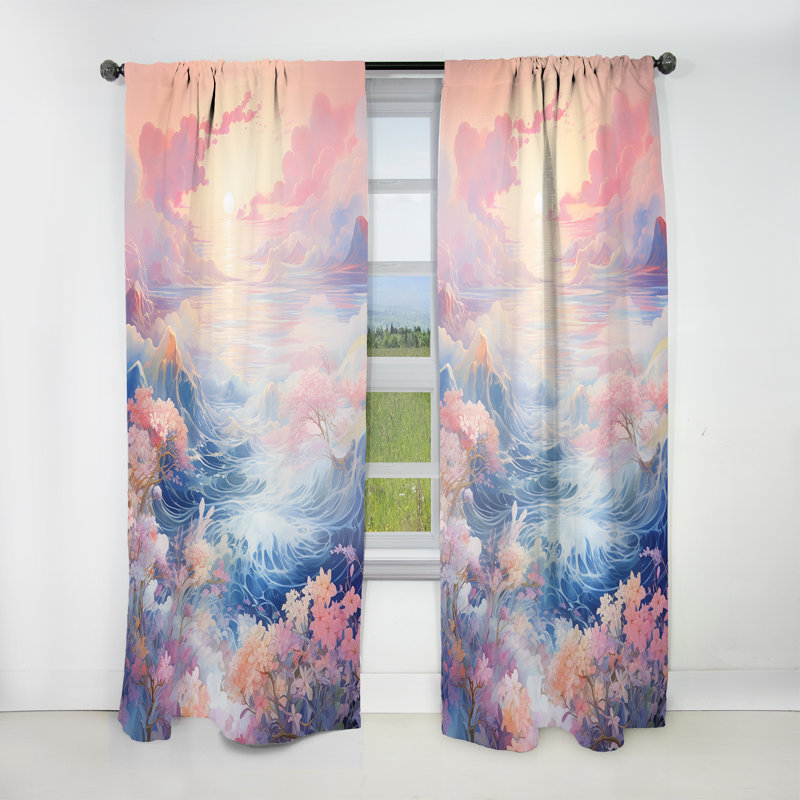 Clearview Japon Kanagawa Wave Horizon I - Rideau nautique - Velours obscurcissant - 1 panneau, L 52 po x L 90 po