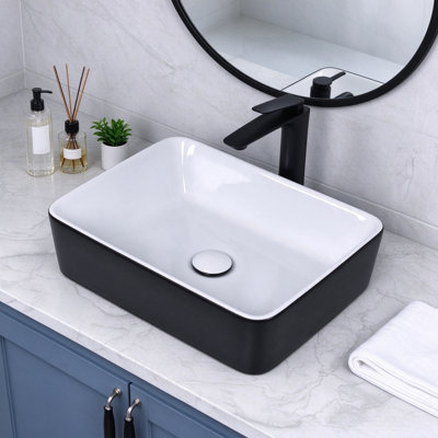Davivy 19" x 14.7" Matte Black Ceramic Bathroom Rectangle Vessel Sink