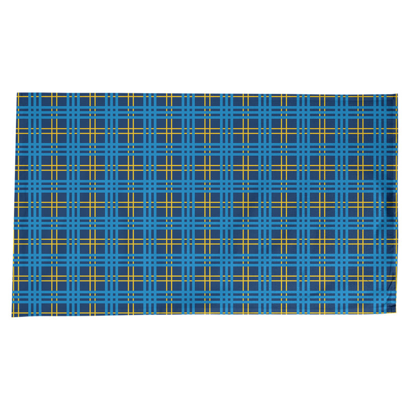 Nappe en mélange de coton à carreaux, Bleu marine / or / bleu pastel