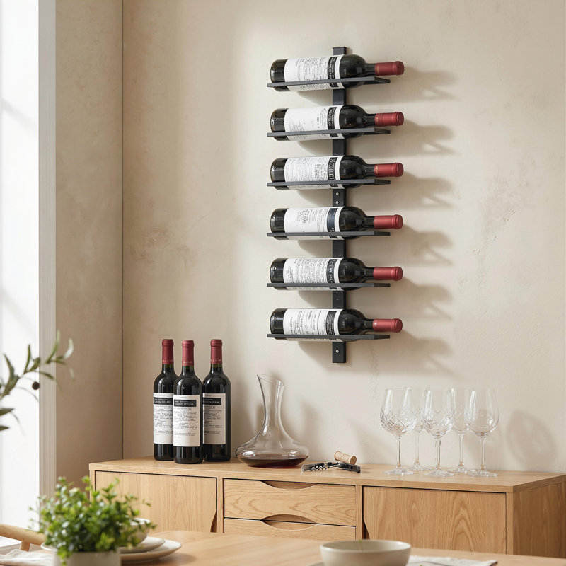 Multi-tiered, Wall Mounted Wine Bottle Rack Black, 71cm H x 27cm W x 10cm D