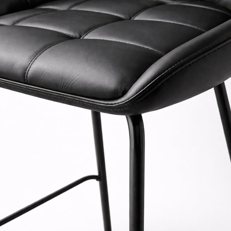 Tabouret de comptoir en cuir Dudley, noir