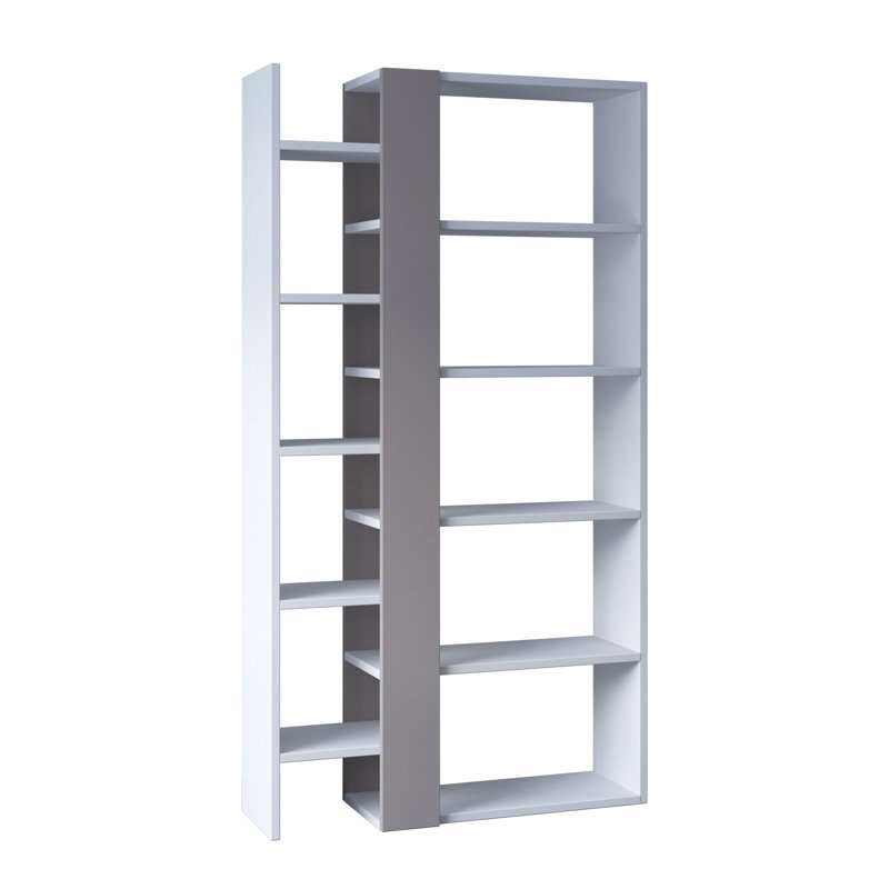 Lift Modern Bookcase Display Unit – 5-Tier Freestanding Storage – 80x29x151 cm, White/Light Mocca