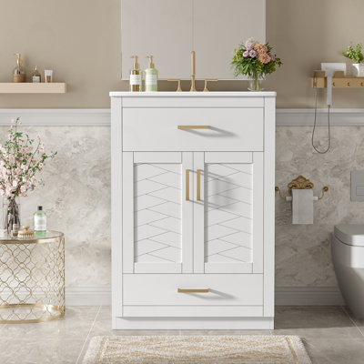 Bathroom Cabinet with 2 Doors, 1 Tip-out Drawer