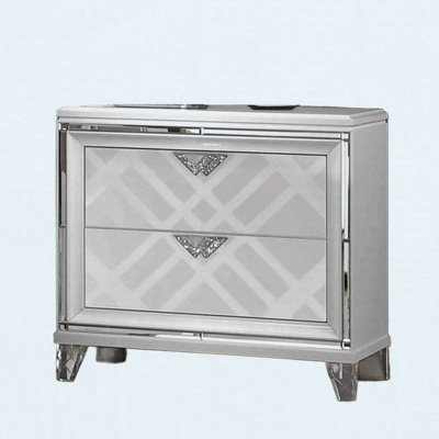 Contemporary Style 1pc Nightstand Hidden Jewelry Drawer Acrylic Legs USB Port White Finish Bedroom Furniture