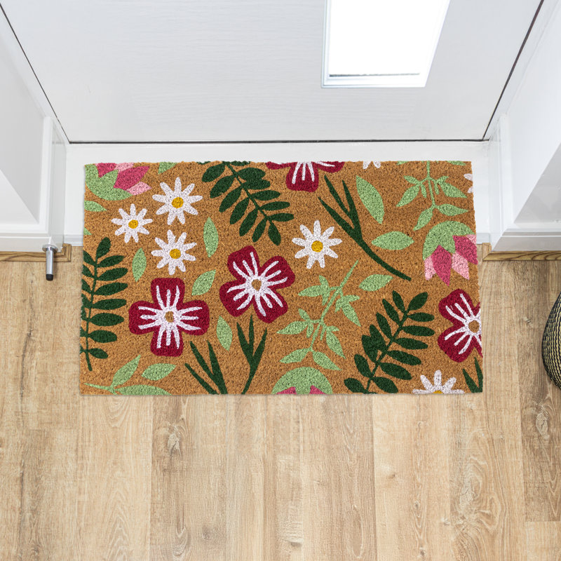 Latex Backed Eco-Friendly Coir Doormat Flowers - 45x75cm approx.