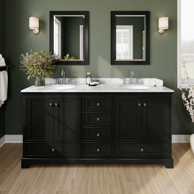 Deborah 72'' Double Bathroom Vanity with Marble Top