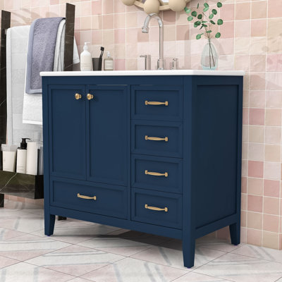 Multi-Tier Freestanding Bathroom Vanity with Stain-Resistant Sink, Versatile Storage
