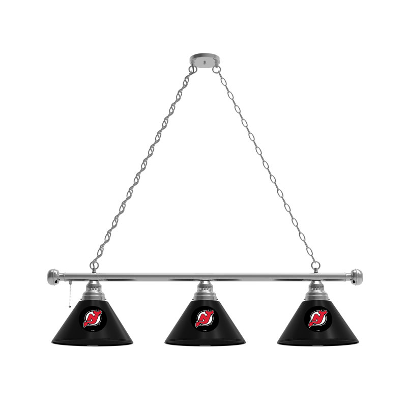 Luminaire suspendu 3 lumières NHL, Chrome, New Jersey Devils