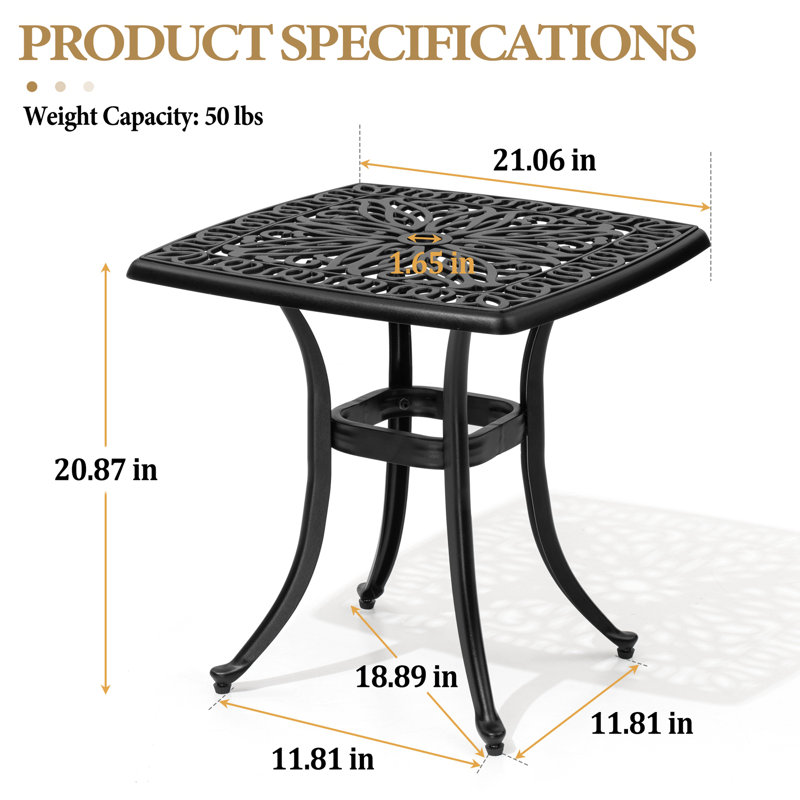 Patio Side Table Cast Aluminum End Table