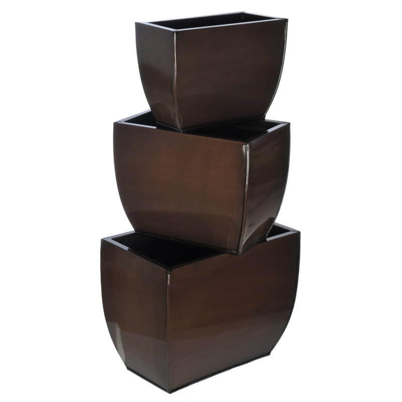 Metal Table Vase, Gloss Brown