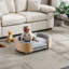 Lit pour chien surélevé de style scandinave avec pattes en bois massif et dossier en bois courbé, coussin en velours gris moyen-797052607