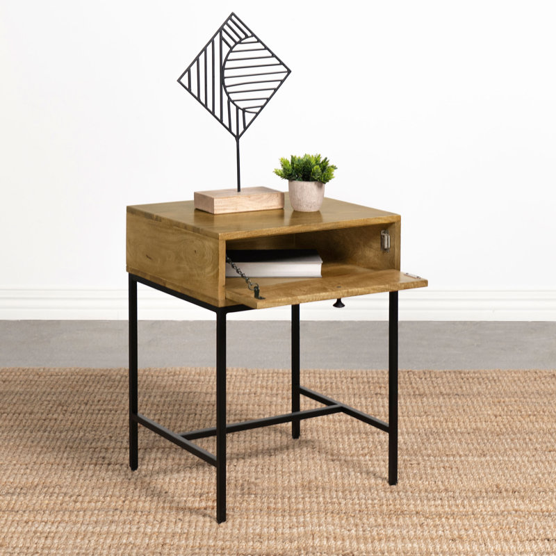 Table de bout rectangulaire avec rangement Grecia - brun miel
