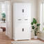 Armoire de cuisine 72 "cannelée avec 3 tiroirs à clavier et 6 tablettes de porte, armoire de rangement autoportante réglable pour la salle de bain, la salle à manger, le bureau, le vestibule, blanc