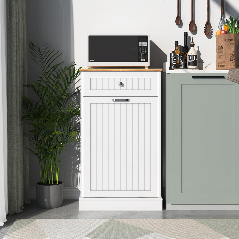 Poubelle en bois manufacturé (10 gallons), Blanc