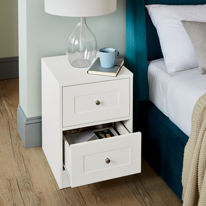 Merrigan 40cm W Manufactured Wood Bedside Table, White