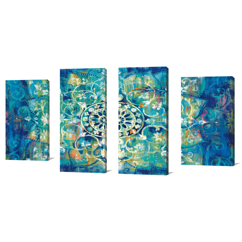 « mandala », reproduction de peinture à l’acrylique à multiples images sur toile, H 38 po x l 72 po x P 1,5 po