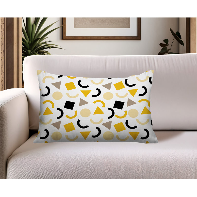 Coussin lombaire réversible intérieur / extérieur Fazzal, Rectangle H 14 po x l 20 po, Jaune