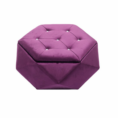 Elegant Velvet Polygon Diamond Tufted Storage Ottoman