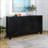 Cedrina Large Storage Space Sideboard, 4 Door Buffet Cabinet with Pull Ring Handlest,Office Credenza-566616396