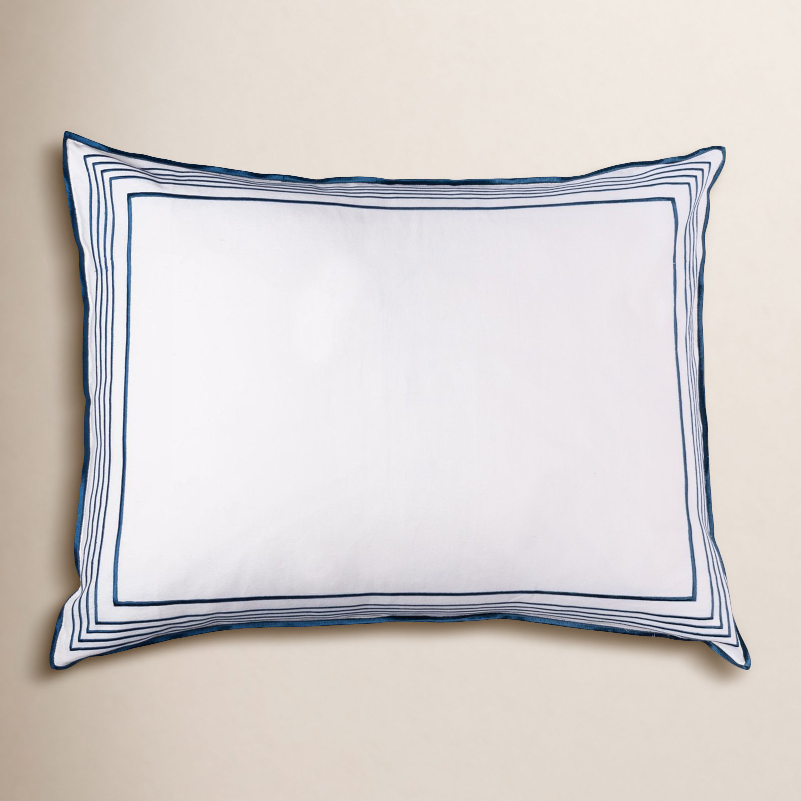 Erlea Cotton Sham Set, White/Adriatic, Standard/Twin