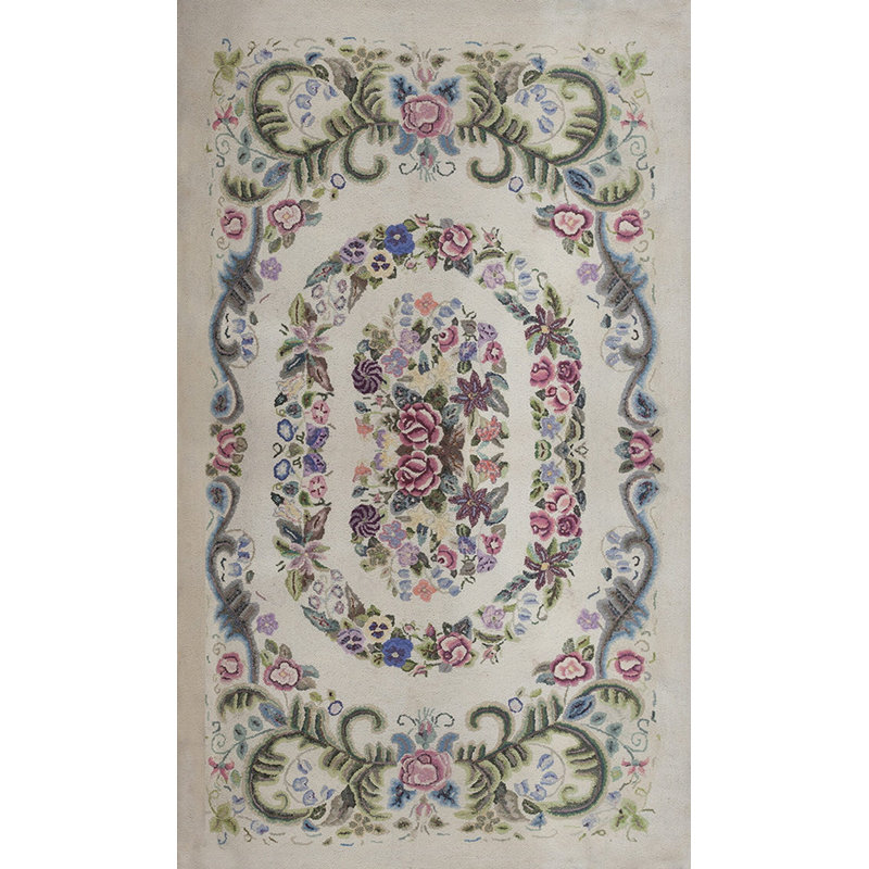 Antique Small Scatter Size Hooked American Wool 1935 Rug