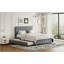 Lit plateforme double en velours avec 2 tiroirs et 1 lit double TG - gris