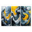 Encre jaune et grise vagues océaniques I - Collection de grandes décorations murales abstraites 3 pièces-368949691-368949685-368949686