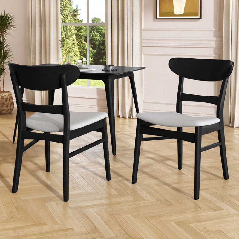 Chaise en bois, Gris clair, Noir