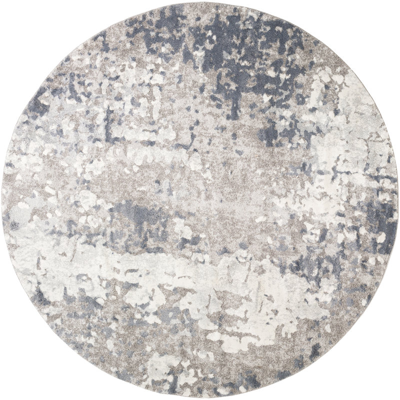 Kolar Abstract Beige/Gray Rug, Round 7'10"