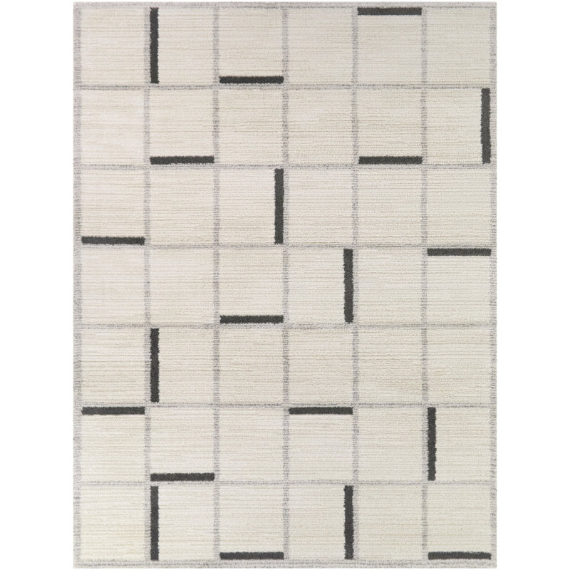 Bannerman Cream/Charcoal Modern Geometric Area Rug, 5'3" x 7'