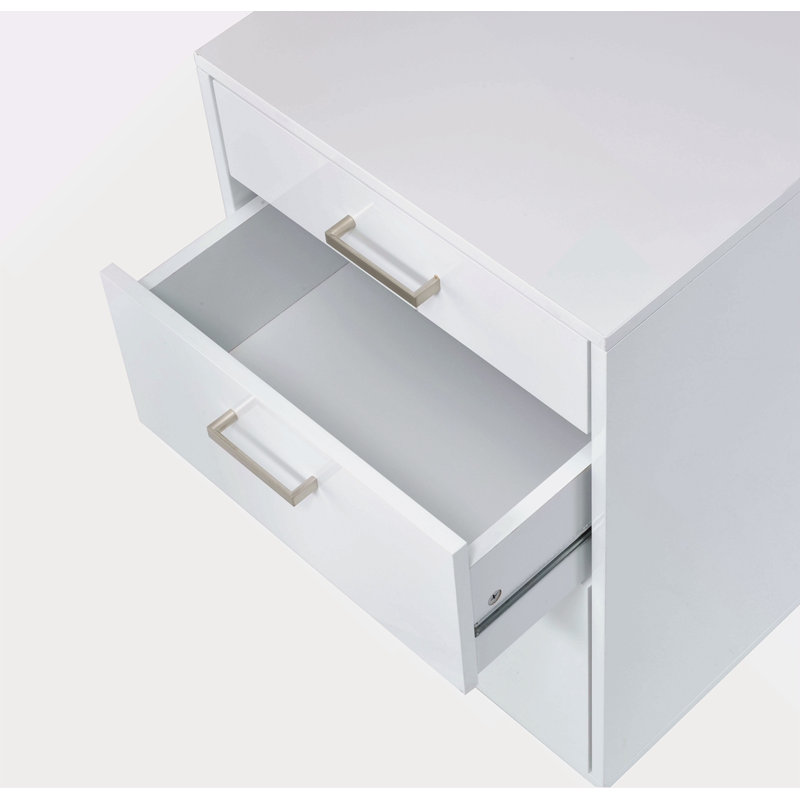High Gloss & Chrome Finish File Cabinet, White