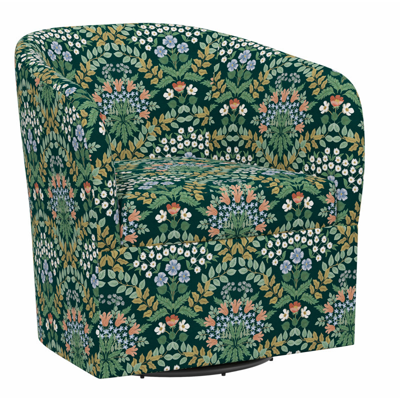 Pembroke Swivel Chair, Rpc Bramble Emerald Linen
