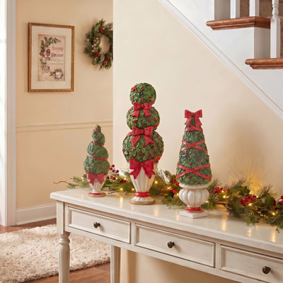 8-12" Resin Potted Holiday Topiary