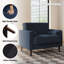 Fauteuil club capitonné avec accoudoirs carrés en velours côtelé bleu marine Iliana avec 2 coussins-1412497957