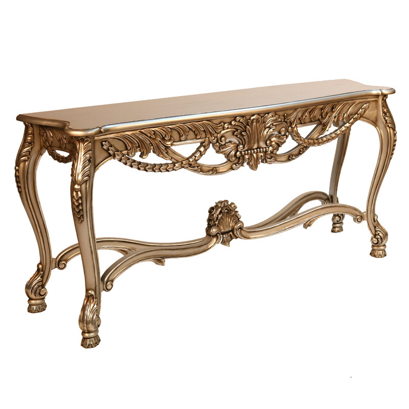 Kishore 66.5'' Solid Wood Console Table, Brass, Brass