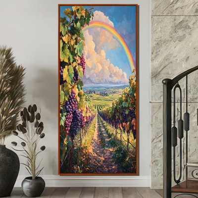 Rainbow Over The Vineyard - Rainbow, reproduction d'art sur toile encadrée