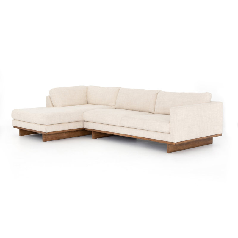 Menades 2-Piece Upholstered Modular Sofa & Chaise, Accoudoir à gauche (vu de face), H 32 po x l 125 po x P 70 po