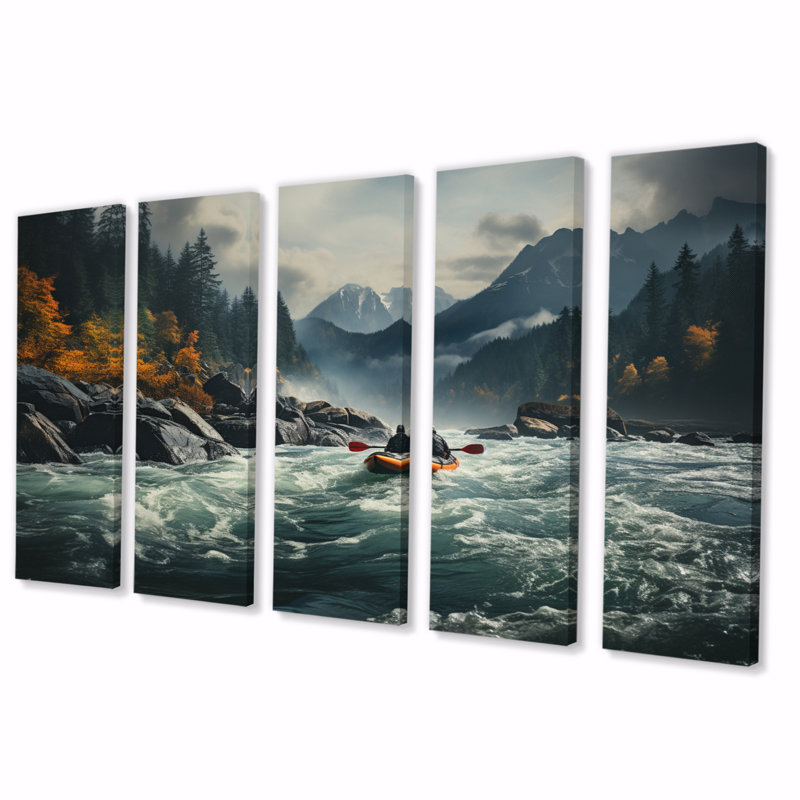 «River Reflections II», art mural sur toile «Lakes & Rivers» - 5 panneaux égaux