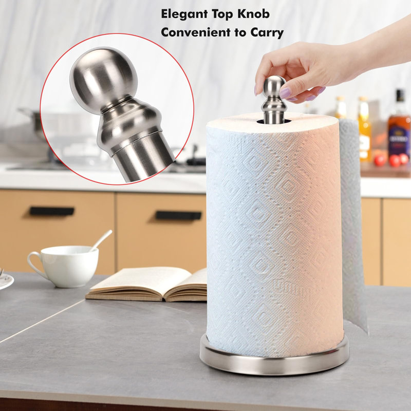 Standing Paper Towel Roll Holder, Brushed Nickel