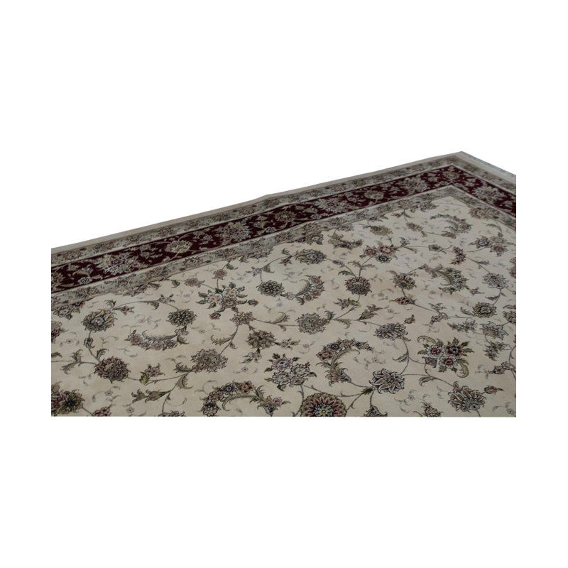 Tapis ivoire et vin noué à la main de haute qualité
