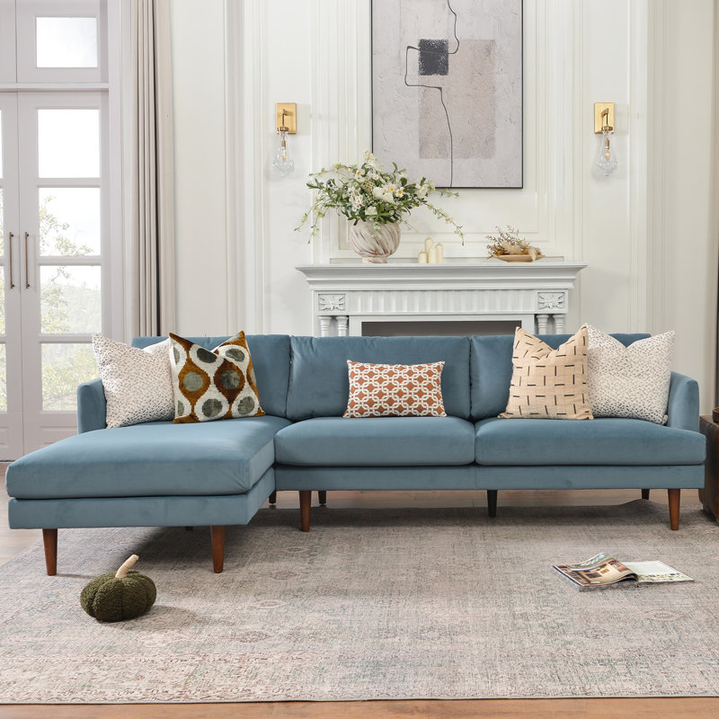 Miller 2 - Piece Upholstered Sectional, Orienté à gauche (vu de face), Mélange de polyester bleu