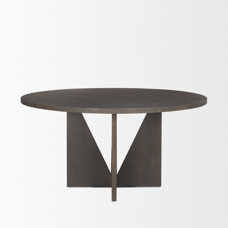 60'' Dark Brown Solid Wood Round Pedestal Dining Table