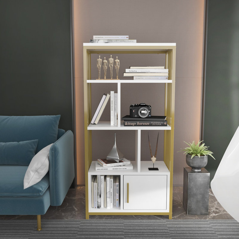 VALERO BOOKCASE, White/Gold