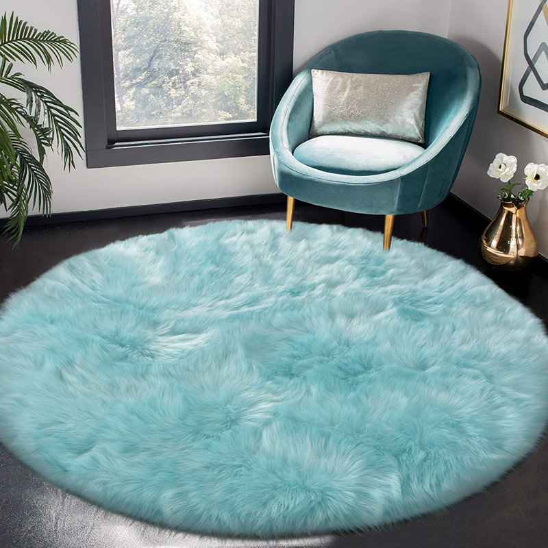 Jeremial Faux Sheepskin Indoor Rug, Round 4'