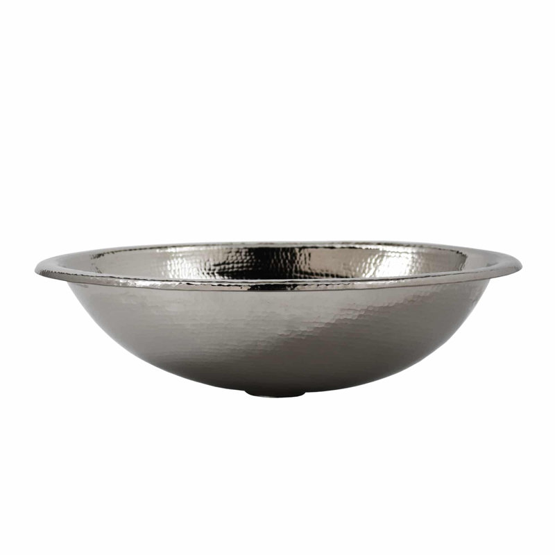 Rolled Copper Oval Drop-In Bathroom Sink, Polished Nickel